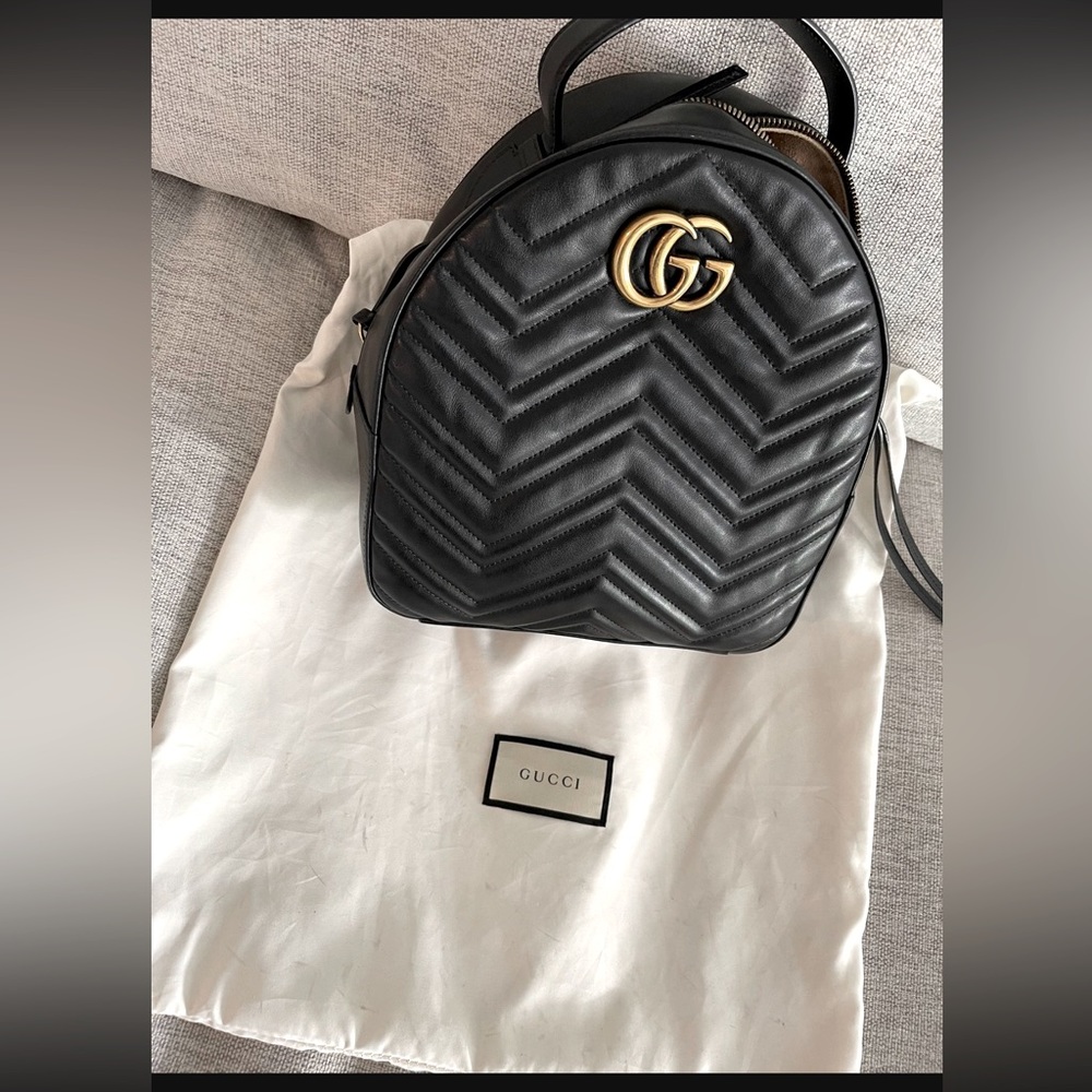 Authentic Gucci Marmont leather backpack black